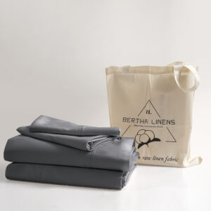 BERTHALINENS 300 Thread Count Sateen Bed Sheet Set- Dark Gray