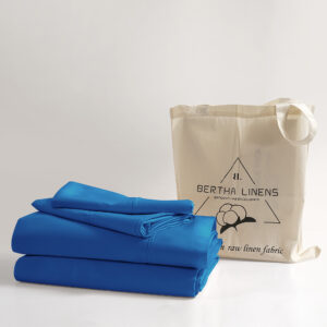 BERTHALINENS 300 Thread Count Percale Bed Sheet Set – Dark Blue
